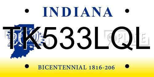 TK533LQL Indiana License Plate
