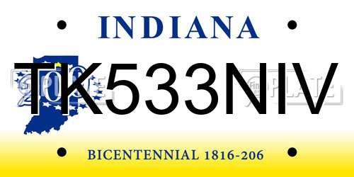 TK533NIV Indiana License Plate