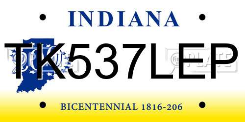 TK537LEP Indiana License Plate