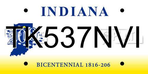 TK537NVI Indiana License Plate