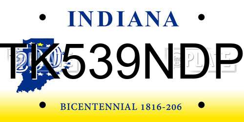 TK539NDP Indiana License Plate