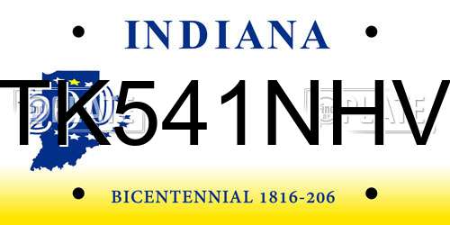 TK541NHV Indiana License Plate