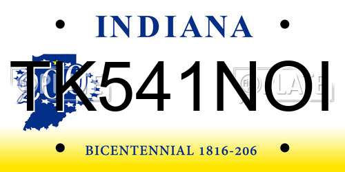 TK541NOI Indiana License Plate