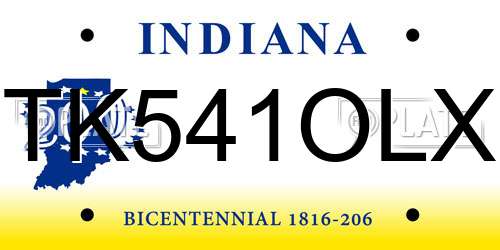 TK541OLX Indiana License Plate