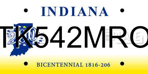 TK542MRO Indiana License Plate