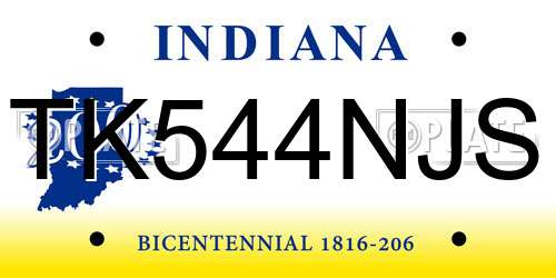 TK544NJS Indiana License Plate