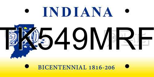 TK549MRF Indiana License Plate