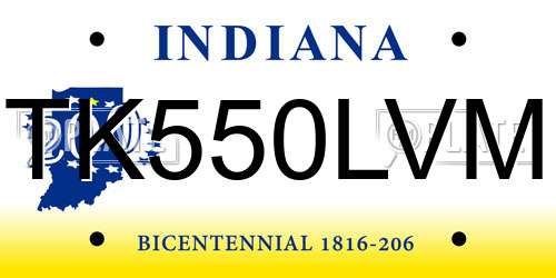 TK550LVM Indiana License Plate