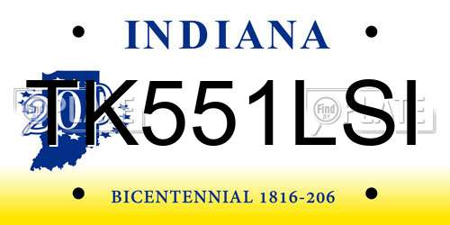 TK551LSI Indiana License Plate