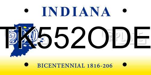 TK552ODE Indiana License Plate