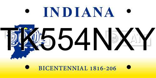 TK554NXY Indiana License Plate
