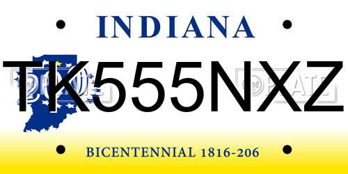 TK555NXZ Indiana License Plate