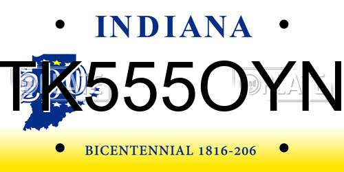 TK555OYN Indiana License Plate