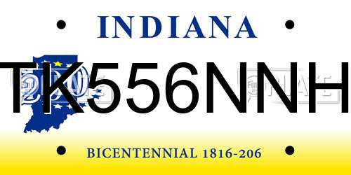 TK556NNH Indiana License Plate