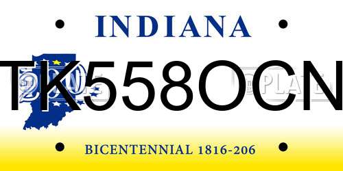 TK558OCN Indiana License Plate