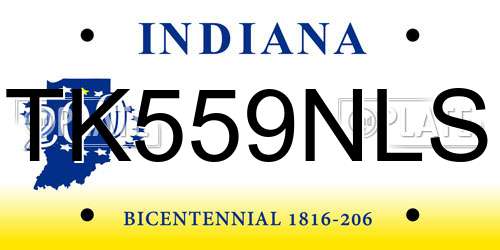 TK559NLS Indiana License Plate