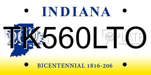 TK560LTO Indiana License Plate