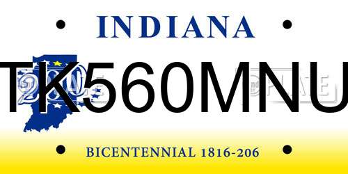 TK560MNU Indiana License Plate