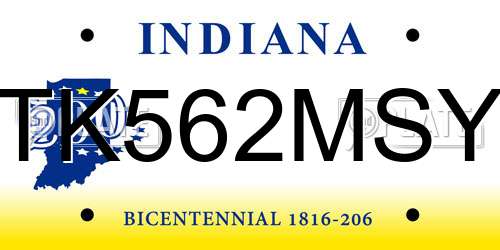 TK562MSY Indiana License Plate