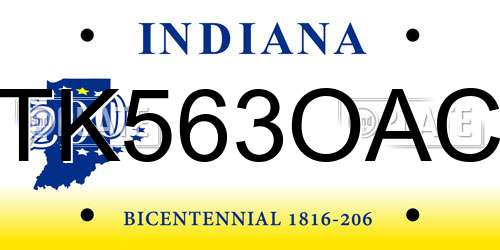 TK563OAC Indiana License Plate
