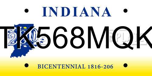 TK568MQK Indiana License Plate