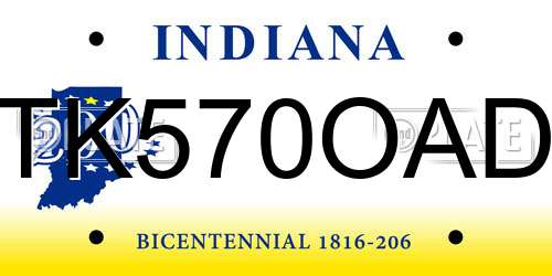 TK570OAD Indiana License Plate