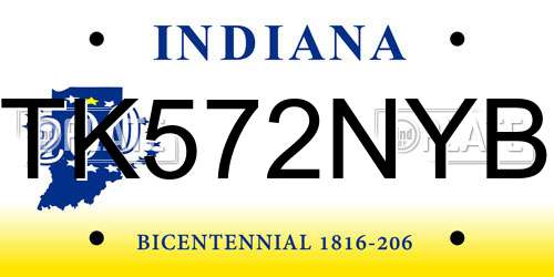 TK572NYB Indiana License Plate