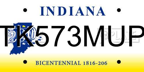 TK573MUP Indiana License Plate