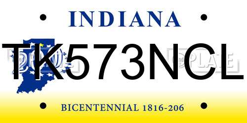 TK573NCL Indiana License Plate