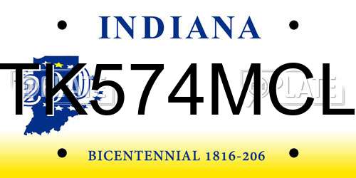 TK574MCL Indiana License Plate