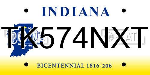 TK574NXT Indiana License Plate