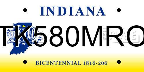 TK580MRO Indiana License Plate
