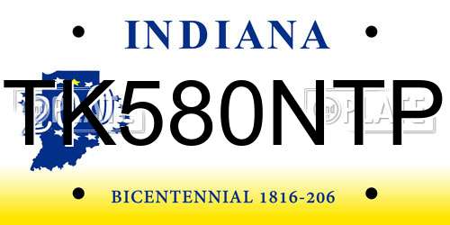 TK580NTP Indiana License Plate
