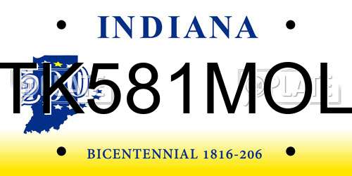 TK581MOL Indiana License Plate