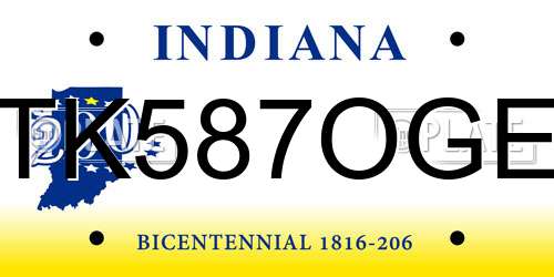 TK587OGE Indiana License Plate
