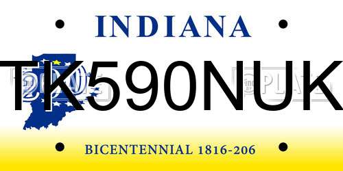 TK590NUK Indiana License Plate