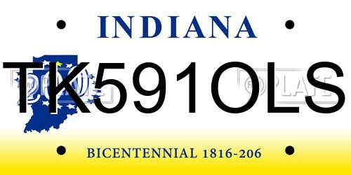 TK591OLS Indiana License Plate