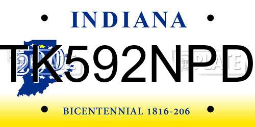 TK592NPD Indiana License Plate