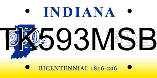 TK593MSB Indiana License Plate