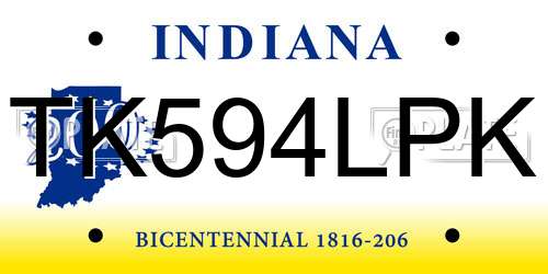 TK594LPK Indiana License Plate