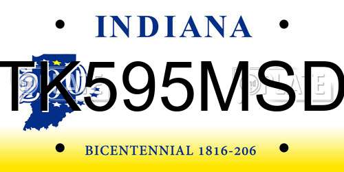 TK595MSD Indiana License Plate