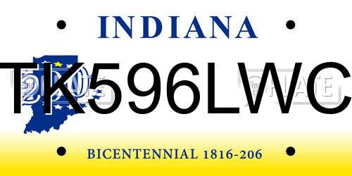 TK596LWC Indiana License Plate