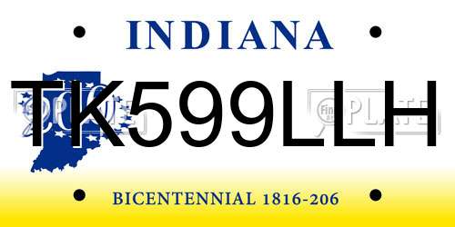 TK599LLH Indiana License Plate
