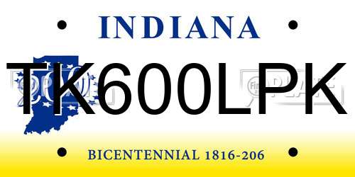 TK600LPK Indiana License Plate