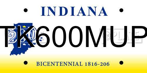 TK600MUP Indiana License Plate