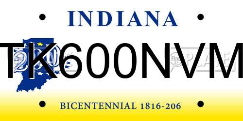 TK600NVM Indiana License Plate