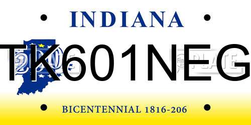 TK601NEG Indiana License Plate