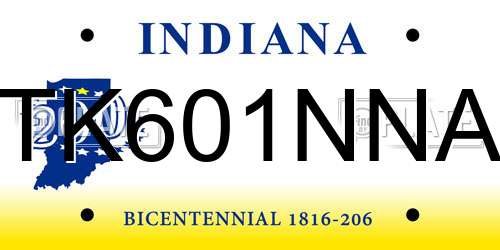 TK601NNA Indiana License Plate