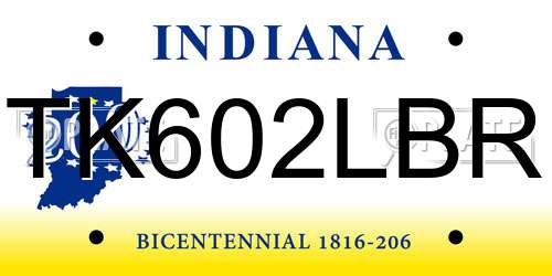 TK602LBR Indiana License Plate