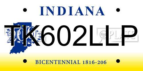 TK602LLP Indiana License Plate